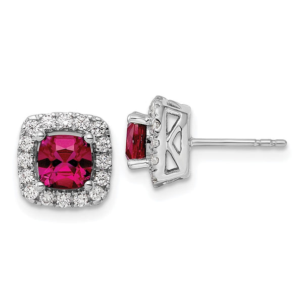 14K White Gold Halo Earrings with 3/8 Carat Lab-Grown Diamond
