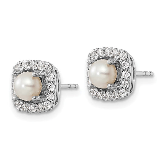 Shop Exclusive 14K White Gold Halo Earrings with 3/8 Carat Lab-Grown Diamonds