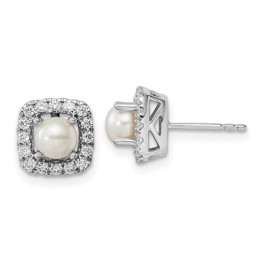 Shop Exclusive 14K White Gold Halo Earrings with 3/8 Carat Lab-Grown Diamonds