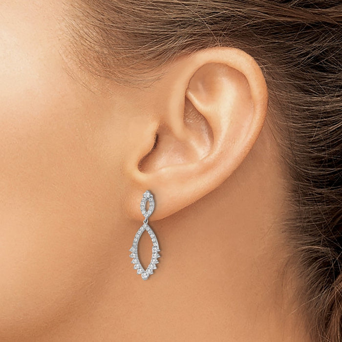 Buy Designer 14K White Gold Dangle Earrings, 7/8 Carat Lab-Grown Diamond, Stylish Value!-3