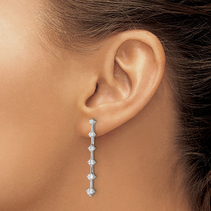 Buy 14K White Gold 1 Carat Lab-Grown Diamond Dangle Earrings - Stylish Value!-3