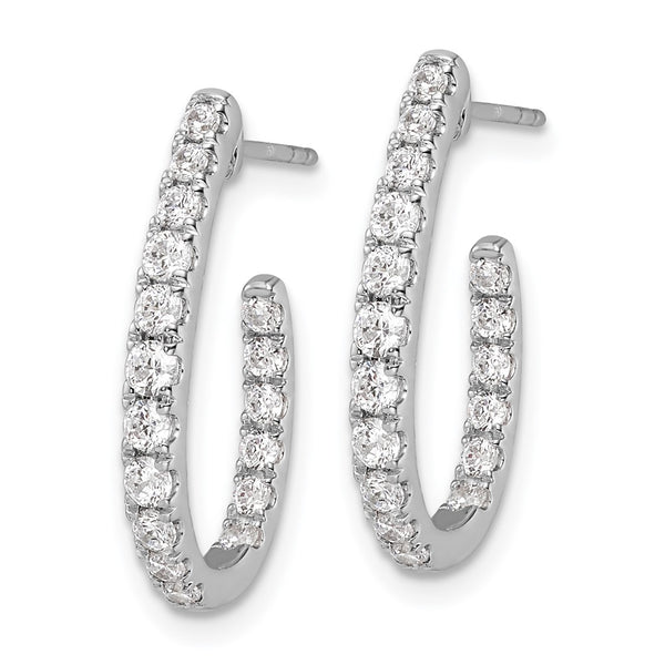 14K White Gold J-Hoop Earrings with 1 Carat Lab-Grown Diamond - Style GR1-1004126