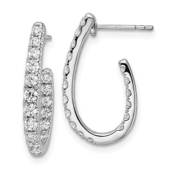Buy Exclusive 14K White Gold J-Hoop Earrings with 1 Carat Lab-Grown Diamond