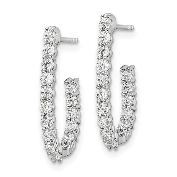 14K White Gold J-Hoop Earrings with 1 Carat Lab-Grown Diamond - Style GR1-1004127