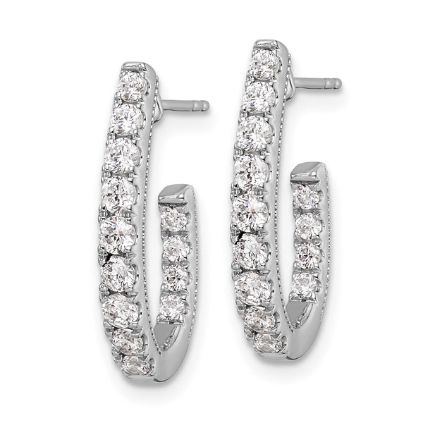 14K White Gold J-Hoop Earrings with 1 Carat Lab-Grown Diamond - Style GR1-1017090