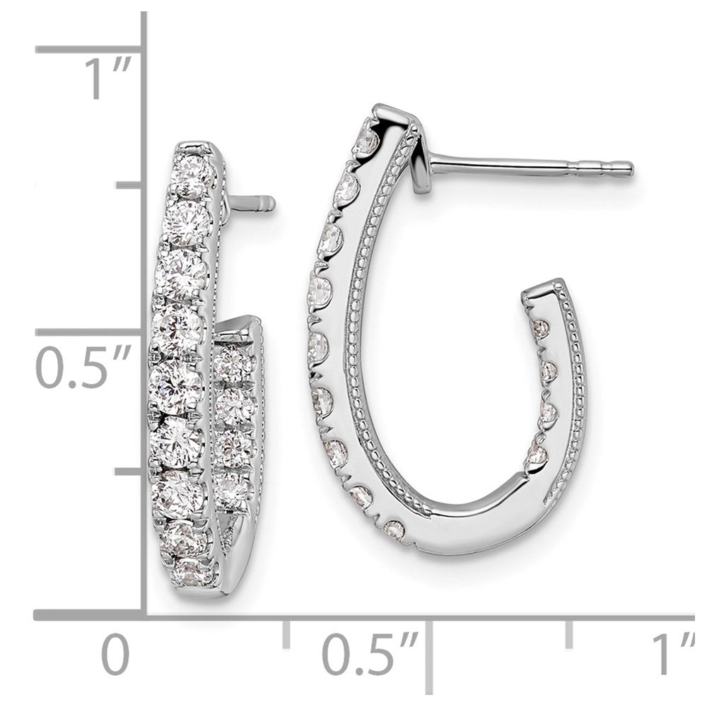 Buy Stylish 14K White Gold J-Hoop Earrings with 1 Carat Lab-Grown Diamond
