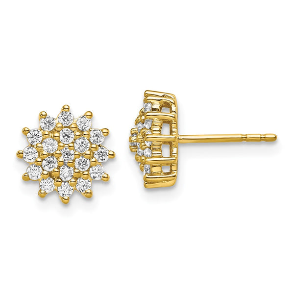 14K Gold 1/2 Carat Lab-Grown Diamond Cluster Earrings