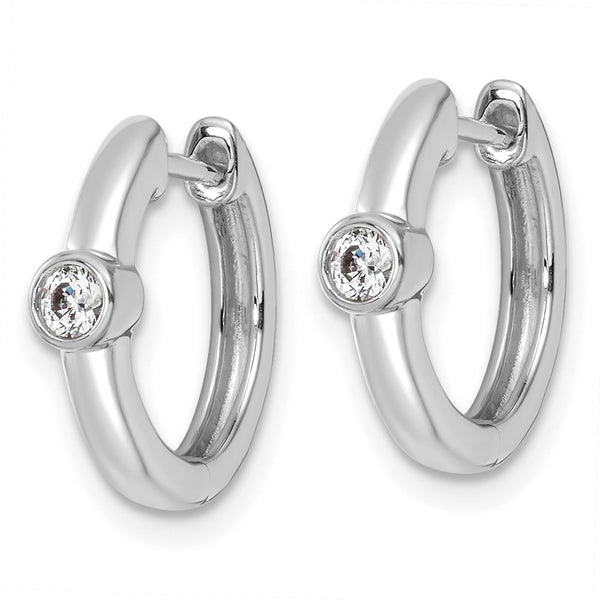 14K White Gold Hinged Hoop Earrings with 1/8 Carat Lab-Grown Diamonds - Style GR1-1004145