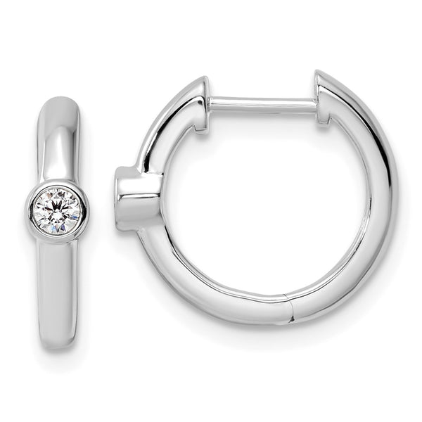 14K White Gold Hinged Hoop Earrings with 1/8 Carat Lab-Grown Diamonds - Style GR1-1004145