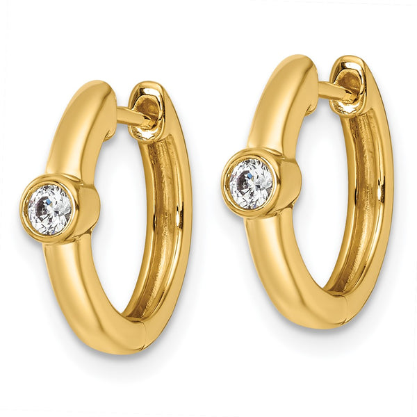 14K Gold Hinged Hoop Earrings with 1/8 Carat Lab-Grown Diamonds