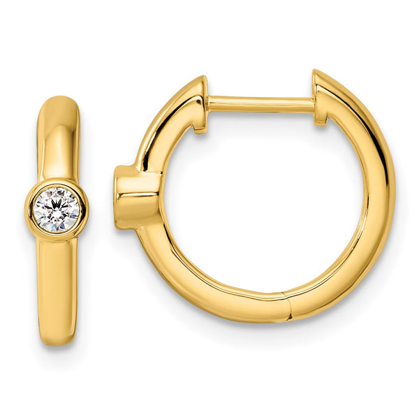 14K Gold Hinged Hoop Earrings with 1/8 Carat Lab-Grown Diamonds