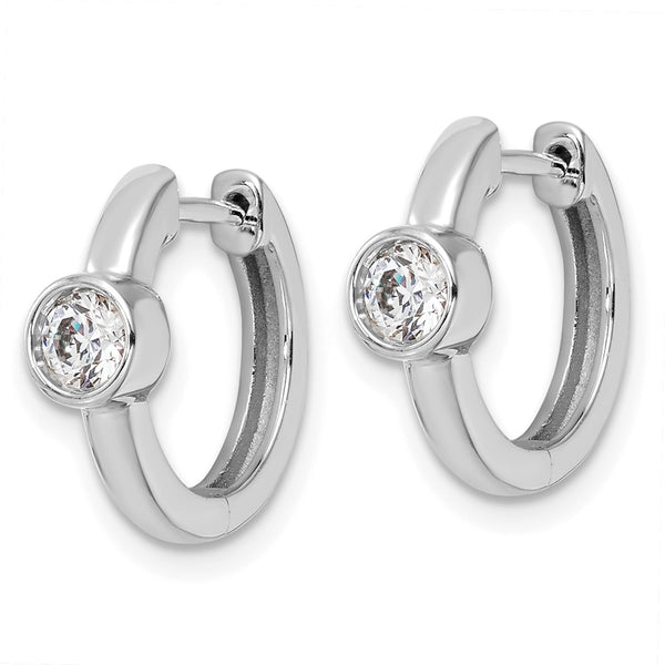 14K White Gold Hinged Hoop Earrings with 1/3 Carat Lab-Grown Diamond