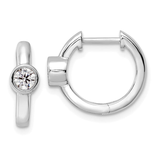 14K White Gold Hinged Hoop Earrings with 1/3 Carat Lab-Grown Diamond