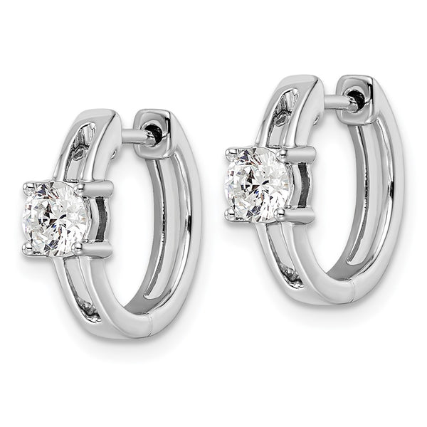 14K White Gold Hinged Hoop Earrings - 5/8 Carat Lab-Grown Diamonds