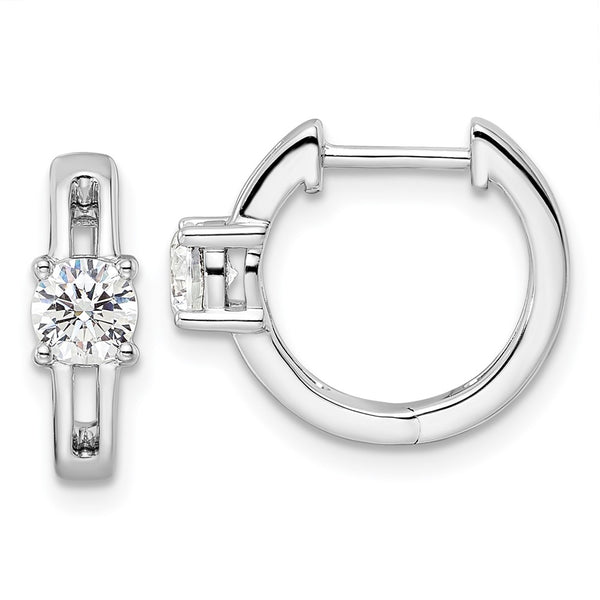 14K White Gold Hinged Hoop Earrings - 5/8 Carat Lab-Grown Diamonds