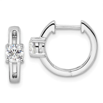 High-Quality 14K White Gold Hinged Hoop Earrings | 5/8 Carat Lab-Grown Diamonds, Stylish Value