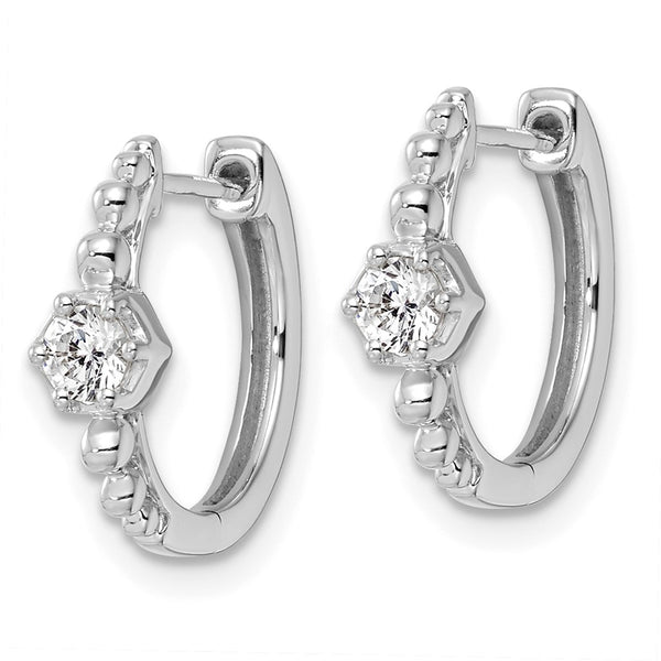 14K White Gold Hinged Hoop Earrings with 5/8 Carat VS DEF Diamonds