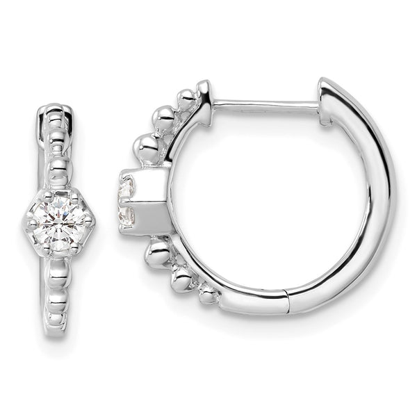 14K White Gold Hinged Hoop Earrings with 5/8 Carat VS DEF Diamonds