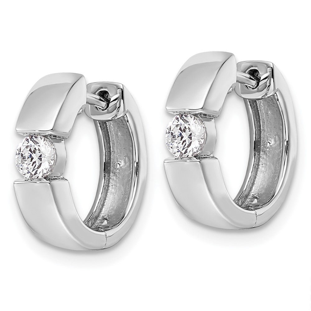 Shop Exclusive 14K White Gold Hinged Hoop Earrings with 1/4 Carat Lab-Grown Diamonds