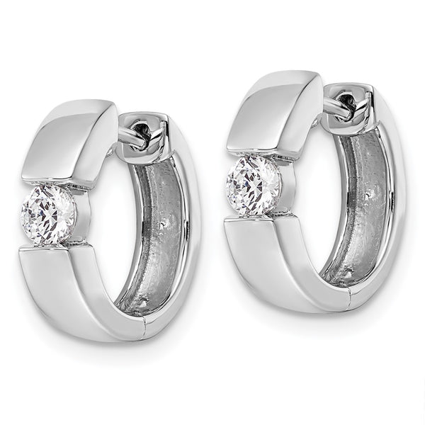14K White Gold Hinged Hoop Earrings with 1/4 Carat Lab-Grown Diamonds - Style GR1-1004153