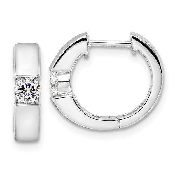 14K White Gold Hinged Hoop Earrings with 1/4 Carat Lab-Grown Diamonds - Style GR1-1004153