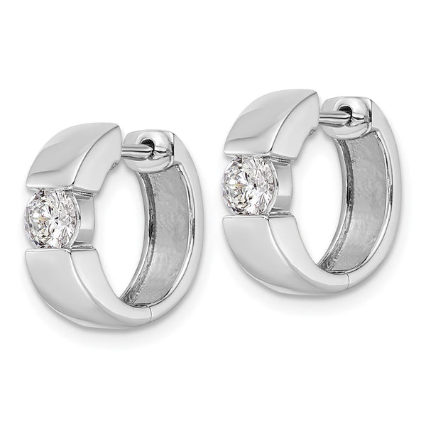 14K White Gold Hinged Hoop Earrings with 1/3 Carat Lab-Grown Diamonds - Style GR1-1017092