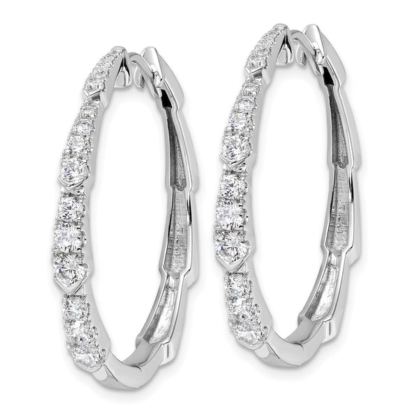 14K White Gold Fancy Hoop Earrings with 1.2 Carat Lab-Grown Diamonds