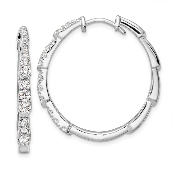 14K White Gold Fancy Hoop Earrings with 1.2 Carat Lab-Grown Diamonds