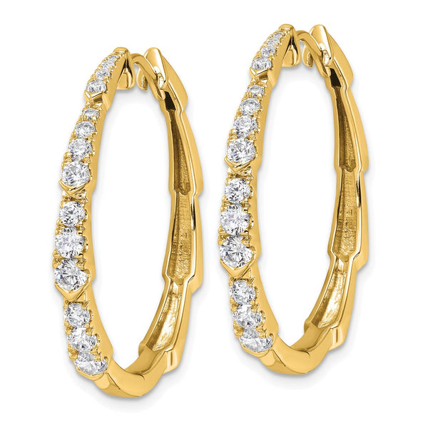 14K Gold Hoop Earrings with 1.2 Carat Lab-Grown Diamonds