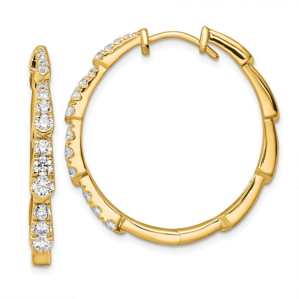 14K Gold Hoop Earrings with 1.2 Carat Lab-Grown Diamonds