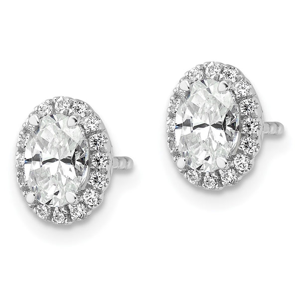 Shop Exclusive 14K White Gold Oval Halo Stud Earrings with 1.2 Carats Diamonds