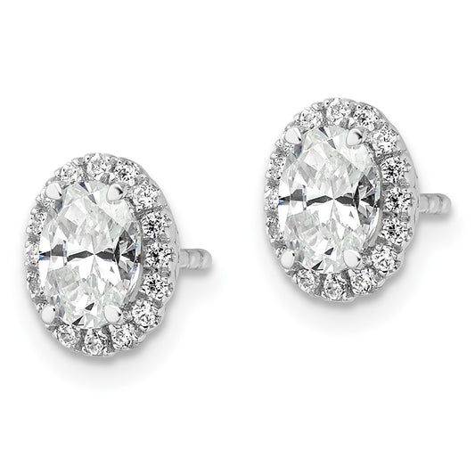Shop Exclusive 14K White Gold Oval Halo Stud Earrings with 1.2 Carats Diamonds