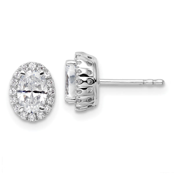 Shop Exclusive 14K White Gold Oval Halo Stud Earrings with 1.2 Carats Diamonds