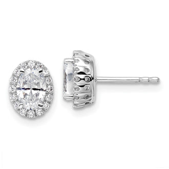 Shop Exclusive 14K White Gold Oval Halo Stud Earrings with 1.2 Carats Diamonds