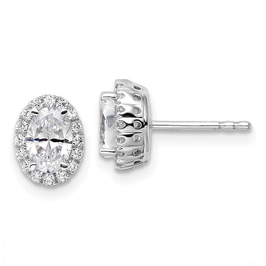 Shop Exclusive 14K White Gold Oval Halo Stud Earrings with 1.2 Carats Diamonds