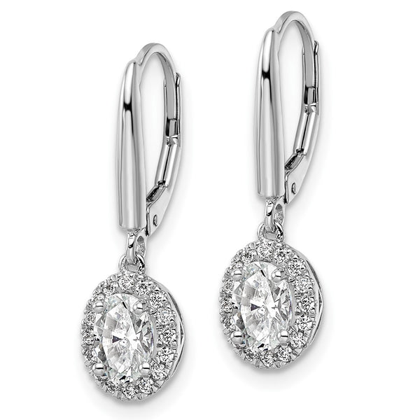 14K White Gold Oval Drop Earrings with 1.2 Carat Lab-Grown Diamond