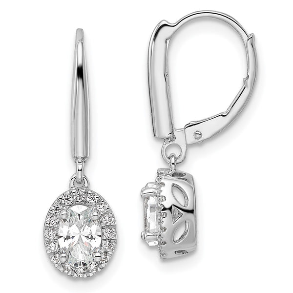 14K White Gold Oval Drop Earrings with 1.2 Carat Lab-Grown Diamond