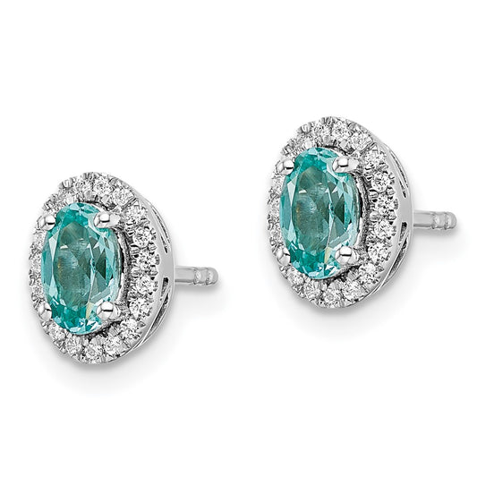 Exclusive 14K White Gold Paraiba Post Earrings - 1/10 Carat Lab-Grown Diamonds