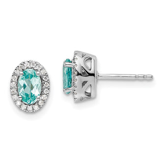 Exclusive 14K White Gold Paraiba Post Earrings - 1/10 Carat Lab-Grown Diamonds