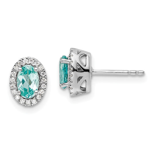 Exclusive 14K White Gold Paraiba Post Earrings - 1/10 Carat Lab-Grown Diamonds