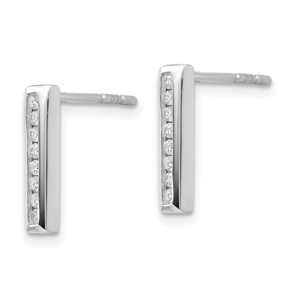 Order 14K White Gold Vertical Bar Earrings with 1/6 Carat Lab-Grown Diamonds