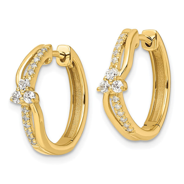14K Gold Hinged Hoop Earrings - 1/3 Carat Lab-Grown Diamond