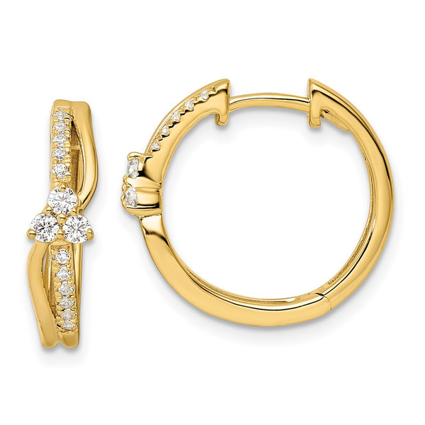 14K Gold Hinged Hoop Earrings - 1/3 Carat Lab-Grown Diamond
