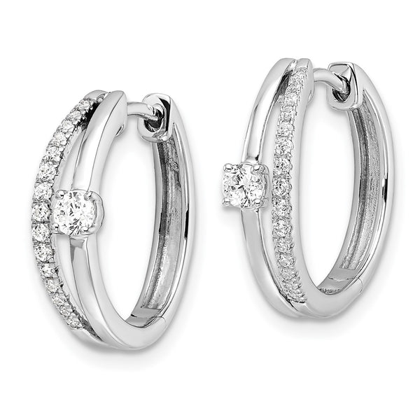 14K White Gold 3/8 Carat Lab-Grown Diamond Hoop Earrings