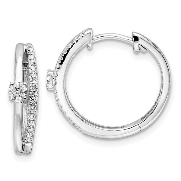 14K White Gold 3/8 Carat Lab-Grown Diamond Hoop Earrings