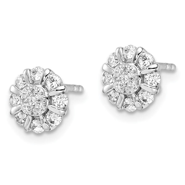 14K White Gold Halo Earrings with 1/2 Carat Lab-Grown Diamonds