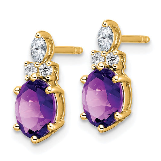 Shop 14K Gold Polished Twisted Post Earrings with Amethyst & Diamond Accents