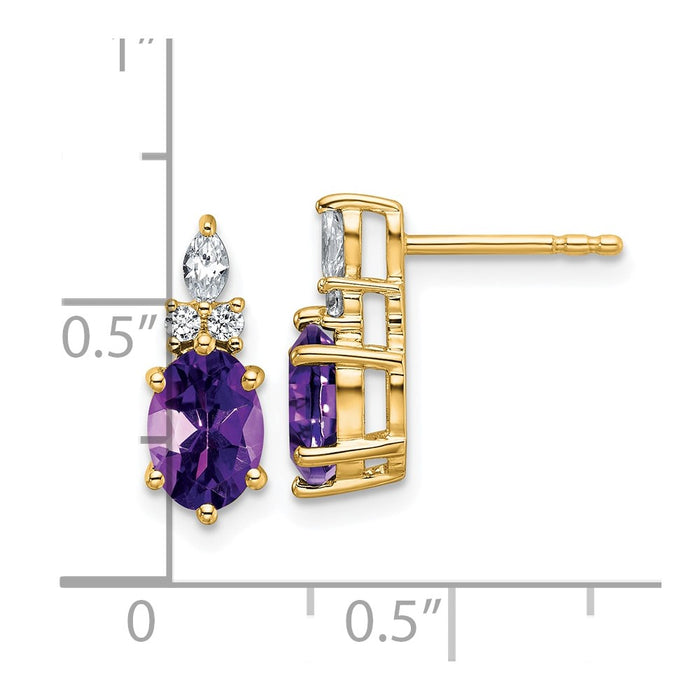 Shop 14K Gold Polished Twisted Post Earrings with Amethyst & Diamond Accents-3