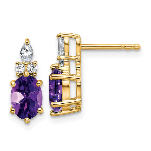 Shop 14K Gold Polished Twisted Post Earrings with Amethyst & Diamond Accents