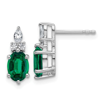 Shop Exclusive 14K White Gold Twisted Post Earrings with Diamonds & Emeralds - Stylish!